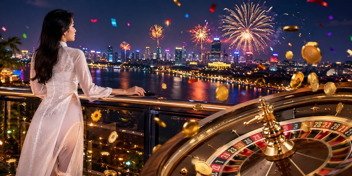 Người chơi mặc áo dài tham gia trò chơi roulette tại Hà Nội